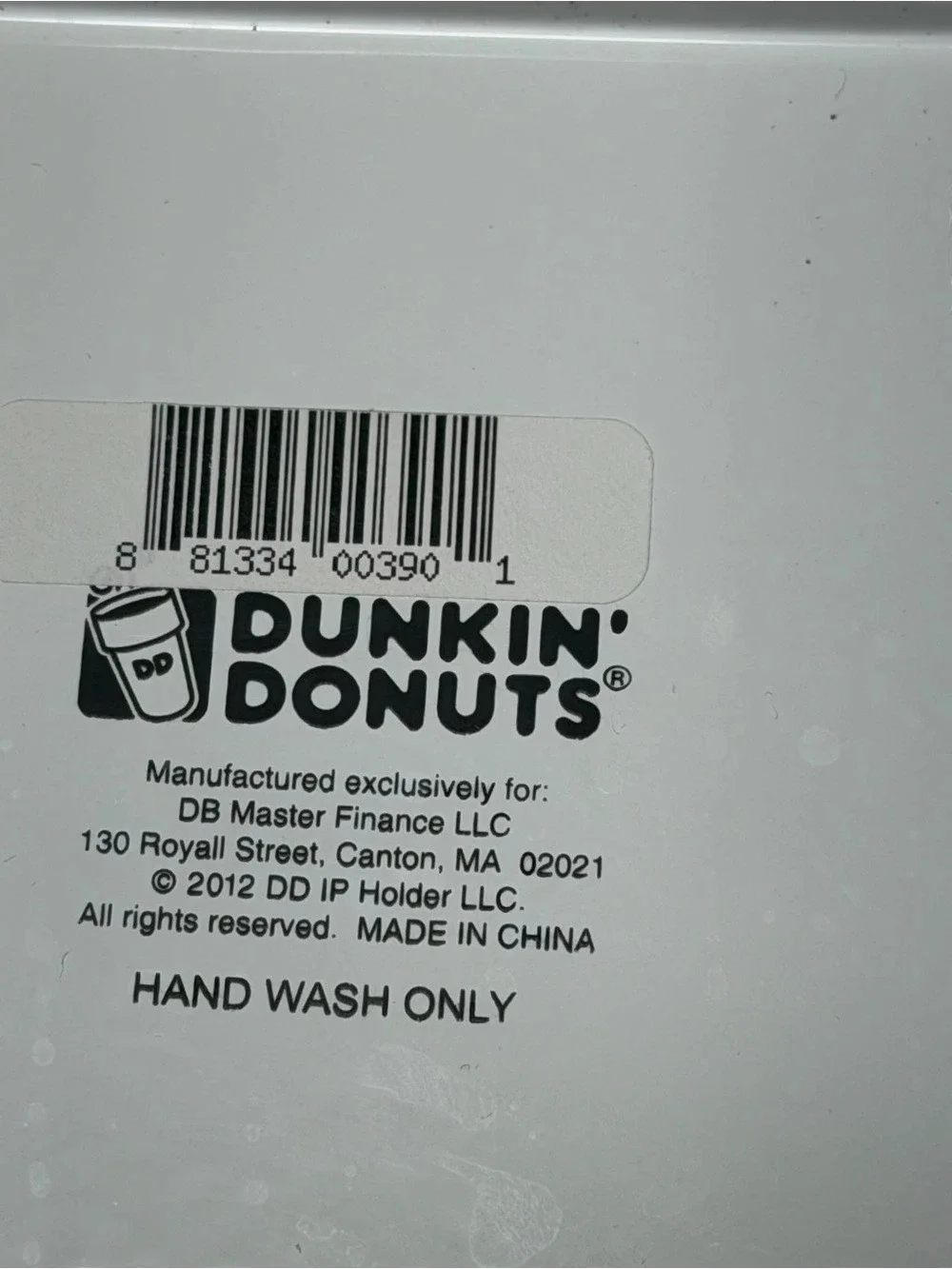 Dunkin' Donuts White Canister with Orange Lid